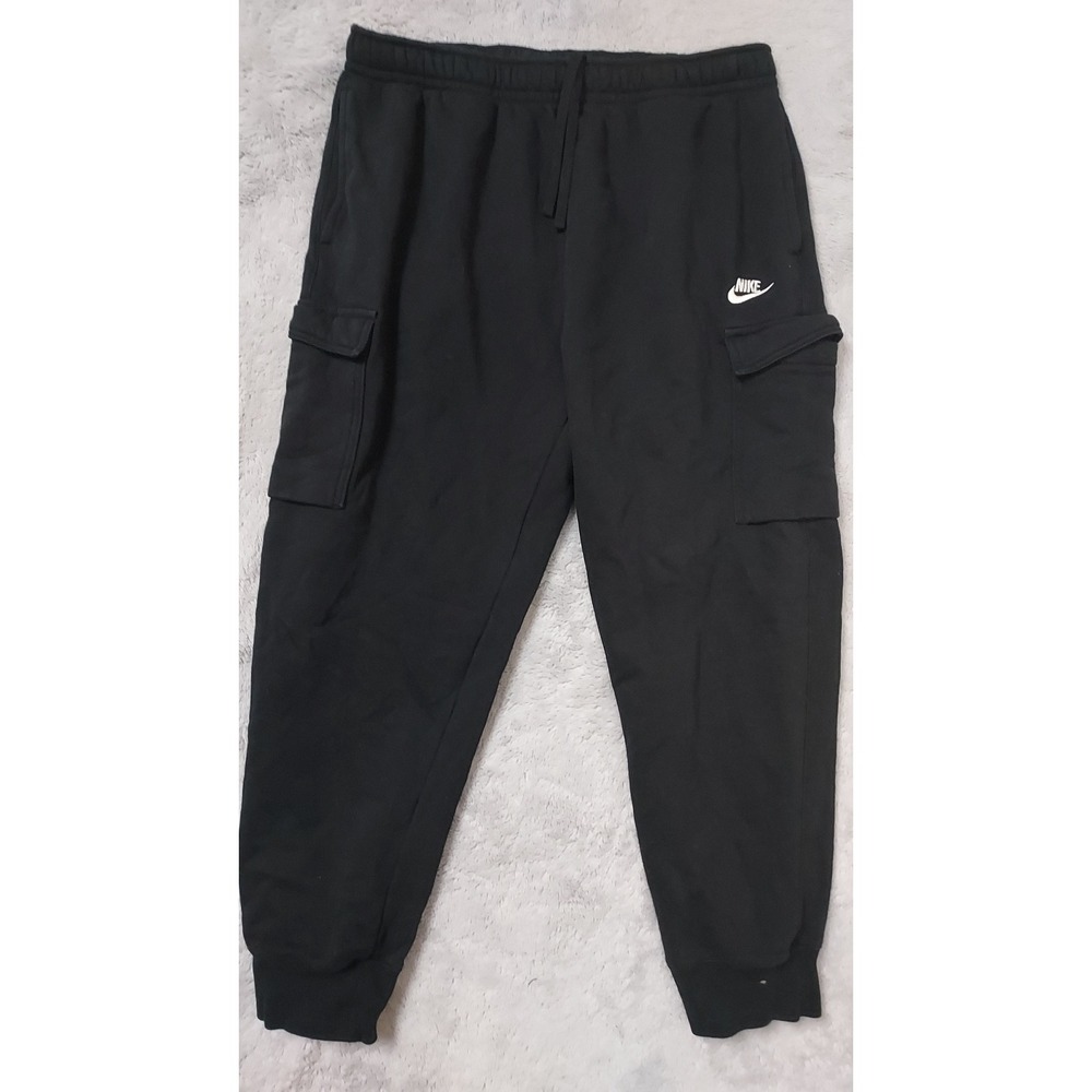 NikeJoggers Mens XXL 2XL Sportswear Club Fleece Cargo Black Elastic Waist Gym